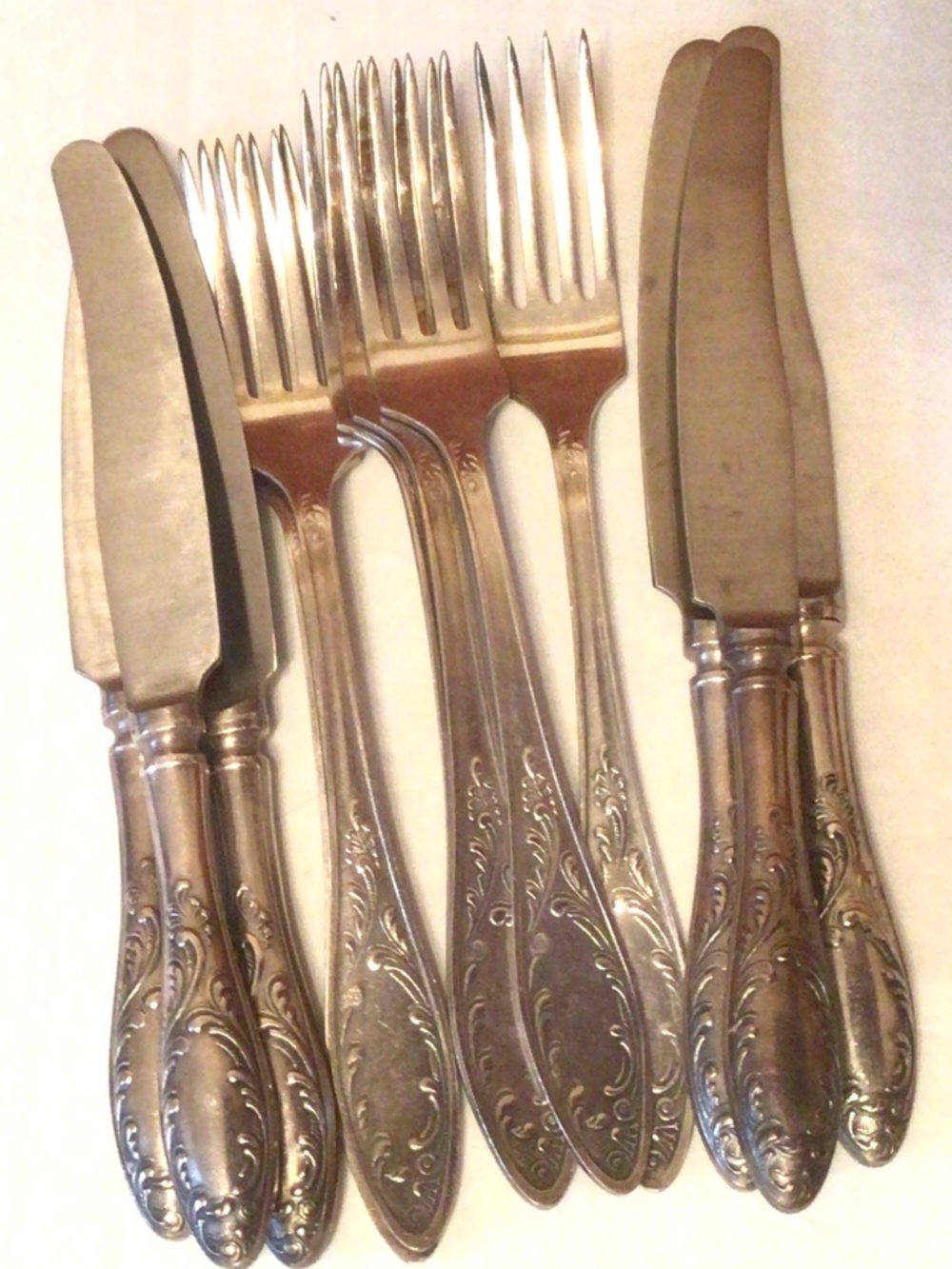 Vintage Soviet Era Nickel Silver Knifes & Forks Set